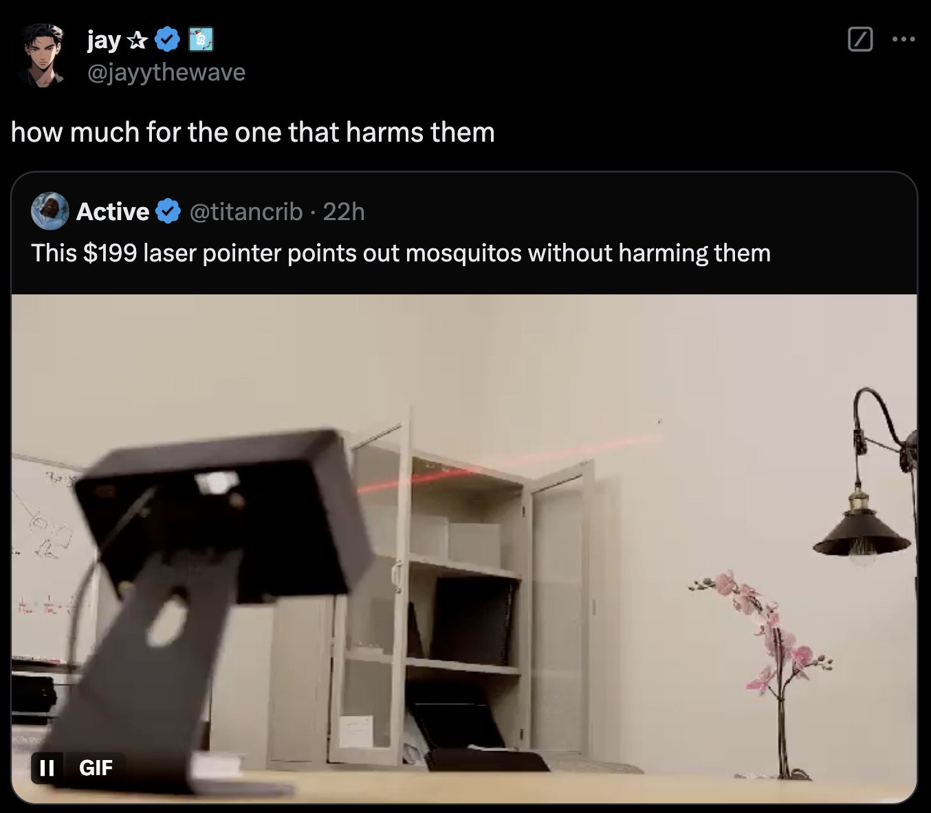 iron dome mosquito - jay how much for the one that harms them Active . 22h This $199 laser pointer points out mosquitos without harming them Ii Gif N